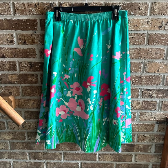 VTG 80s Retro Bright Abstract Floral Spring time Skirt - Picture 3 of 8